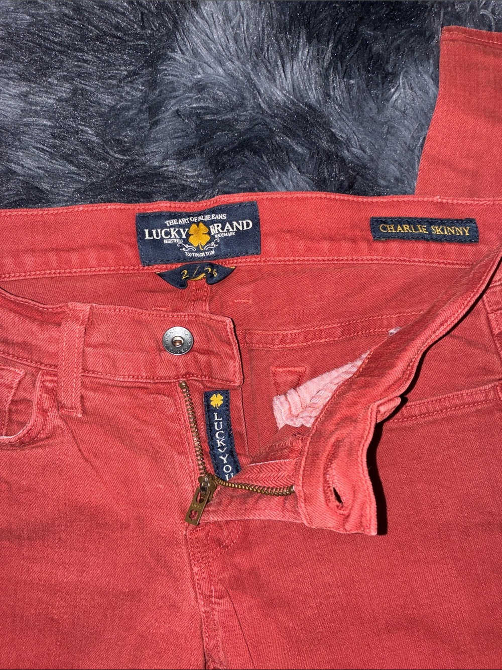 Lucky Brand Charlie Skinny Jeans in Warm Red rust 2/26 ankle fall winter skinny